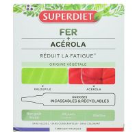 Fer + acérola Réduit la fatigue bon goût fruité 10 ampoules x15ml