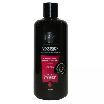 Shampoing réparateur acide hyaluronique kératine cheveux secs 500ml