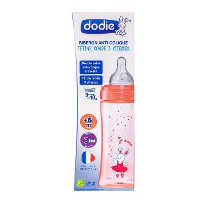 Biberon initiation+ débit 3 6 mois+ rose 330ml