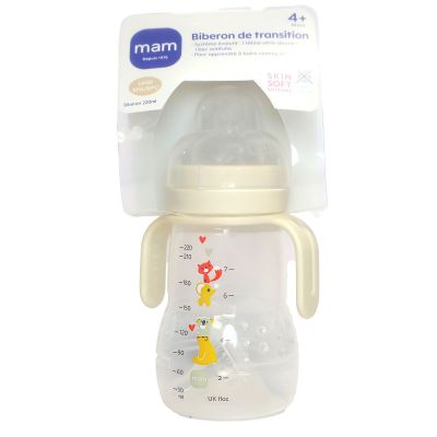 Trainer biberon de transition anti-fuites +4mois avec poignée 220ml