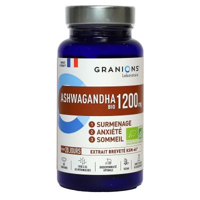 Ashwagandha 1200mg surmenage anxiété sommeil 60 comprimés