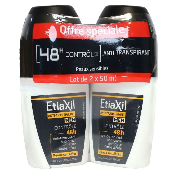 Men déodorant anti-transpirant contrôle 48h 2x50ml