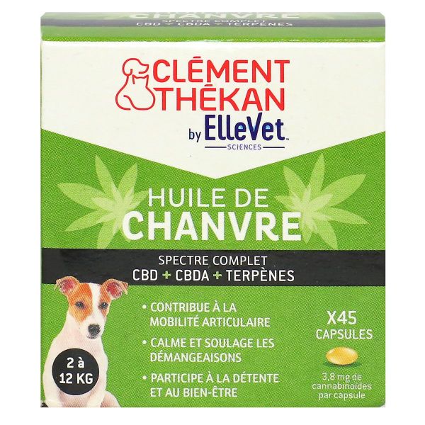 Huile de chanvre pour chien 2 à 12kg 45 capsules