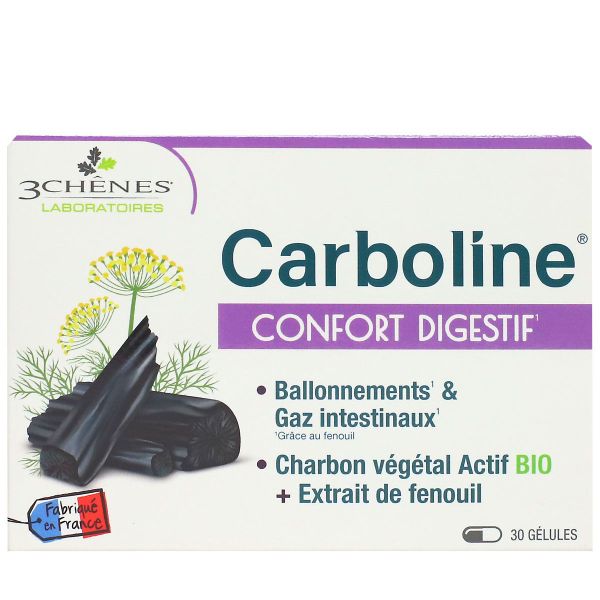 Carboline ballonnements et gaz intestinaux 30 gélules