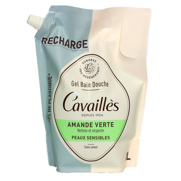 Recharge gel bain douche peau sensible amande verte 1 Litre