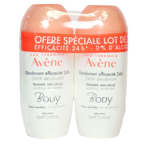 Body déodorant efficacité apaisant sans alcool 24h 2x50ml