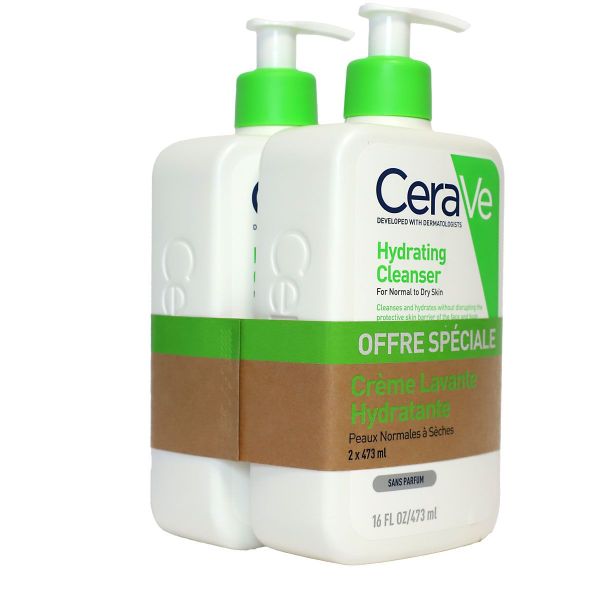 Crème lavante hydratante peau normale à sèche 2x473ml