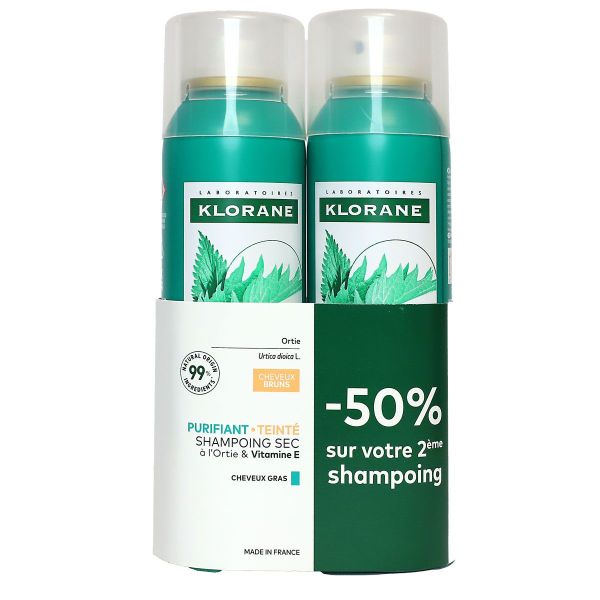 Shampoing sec purifiant à l'ortie teinté cheveux gras 2x150ml