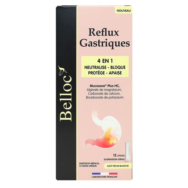 Reflux gastriques 4en1 gout pêche blanche 12 sticks x 15ml