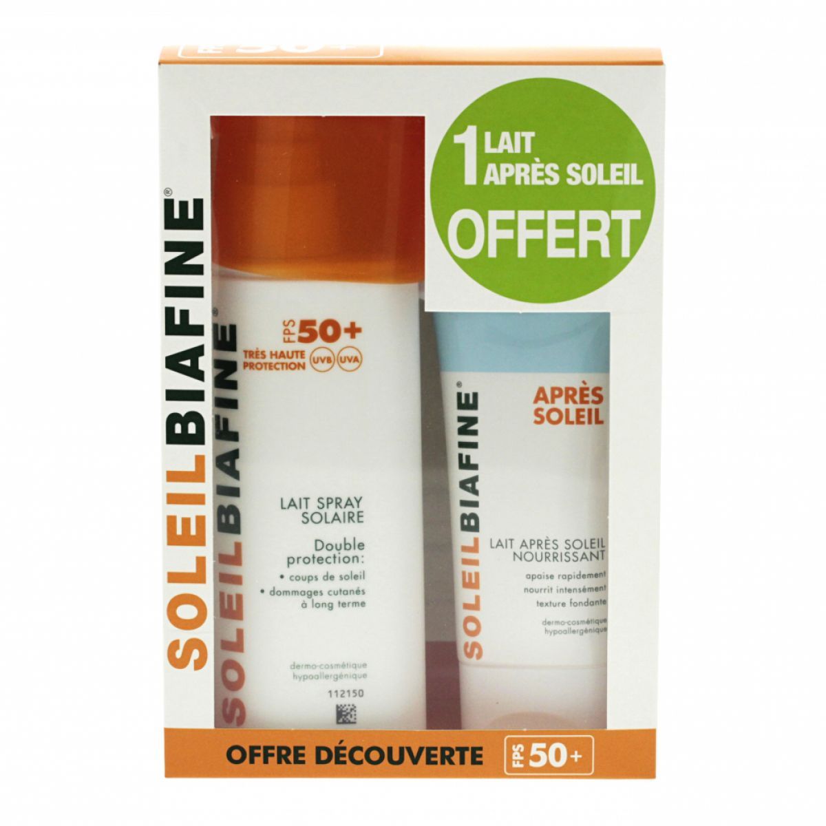 Soleilbiafine Coffret Lait Spf50 Et Lait Apres Soleil Protege Apaise Et Nourrit Intensement La Peau