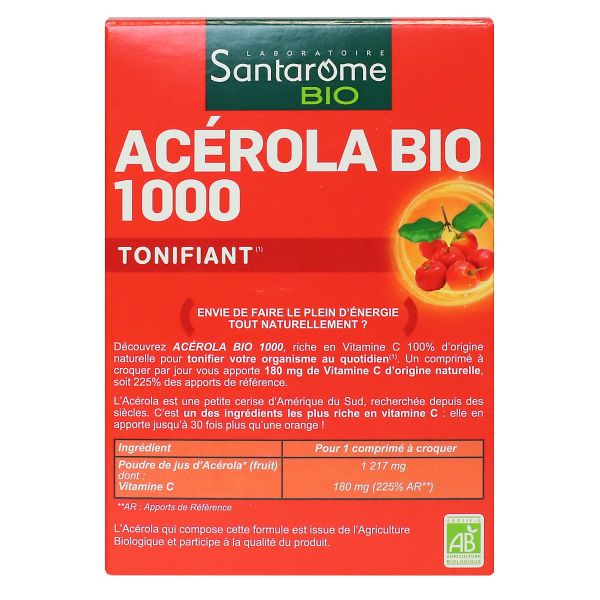 Acerola bio 1000 tonifiant 20 comprimés