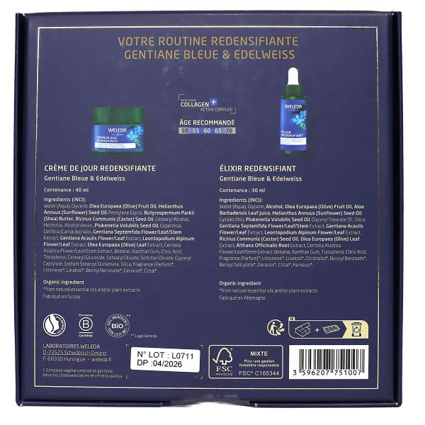 Coffret Gentiane crème jour bio 40ml + elixier redensifiant 30ml