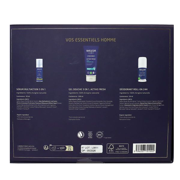 Coffret Homme gel douche 200ml serum 30ml déodorant 50ml