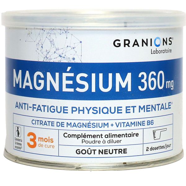 Magnésium 360mg anti-fatigue physique mentale 210g