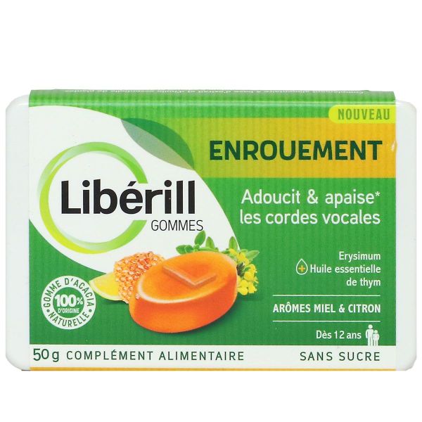 Liberill Enrouement adoucit et apaise les cordes vocales gommes 50g