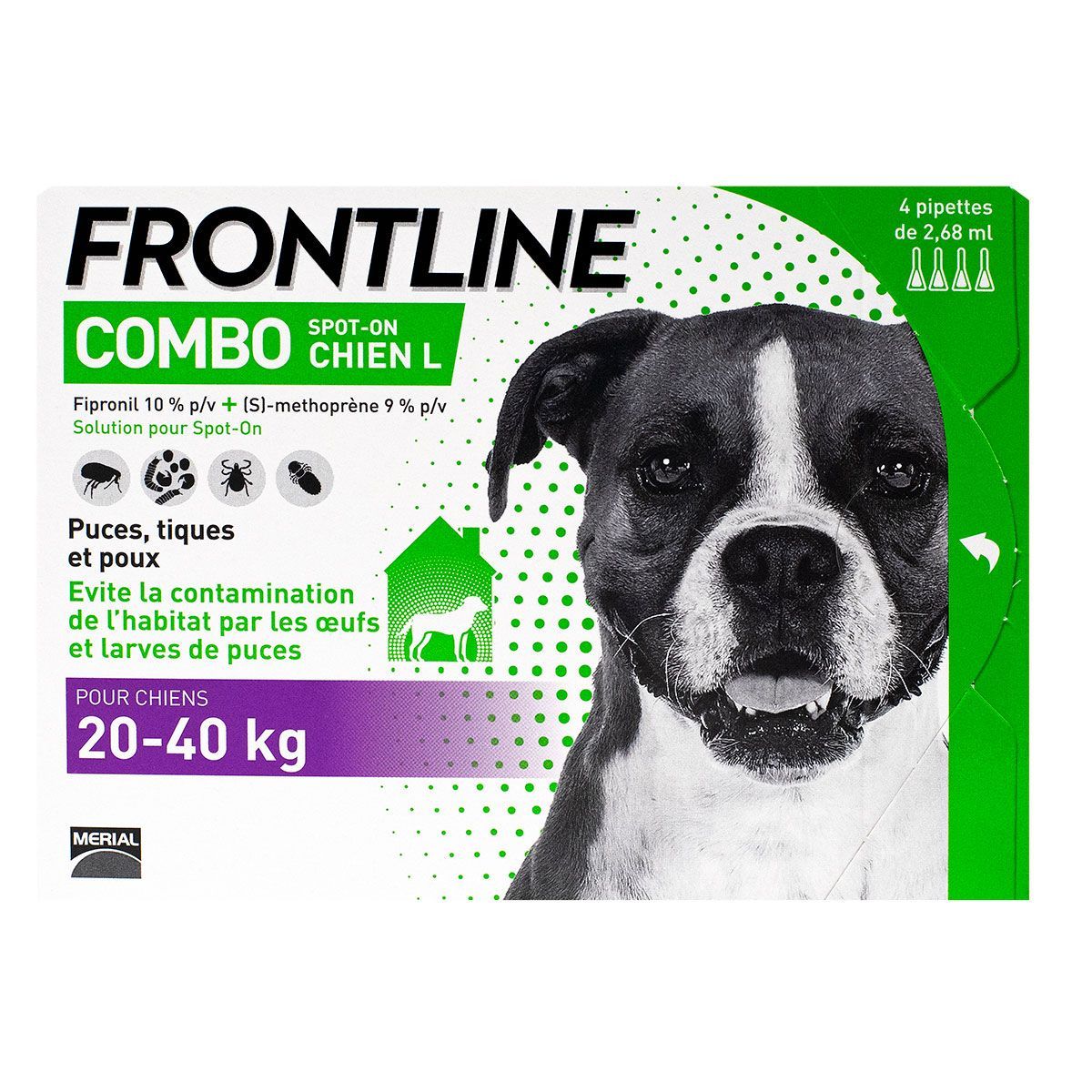 frontline combo chien 20-40kg est une solution anti-puces et anti-tiques