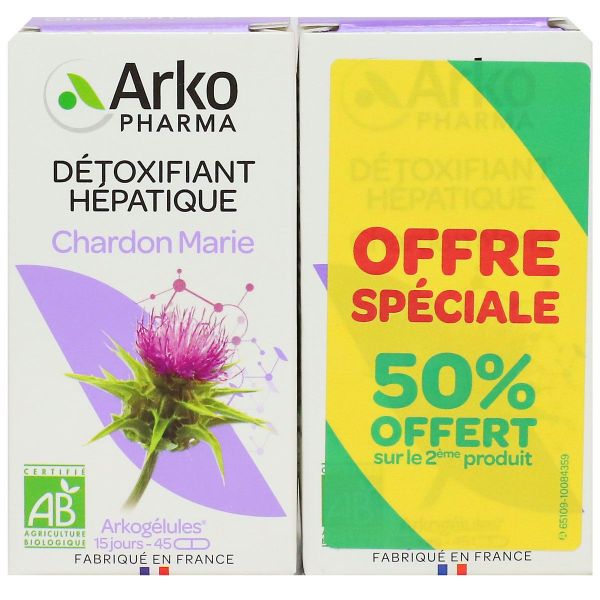 Arkogélules Détoxifiant hépatique Chardon marie 2x45 capsules